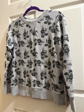 The North Face Gray Crewneck Sweatshirt with Black Floral Print
